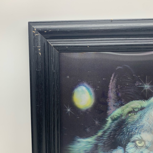 Vintage 3 Dimension Lenticular Framed Watching Wolves Multi Pictures - Picture 14 of 16